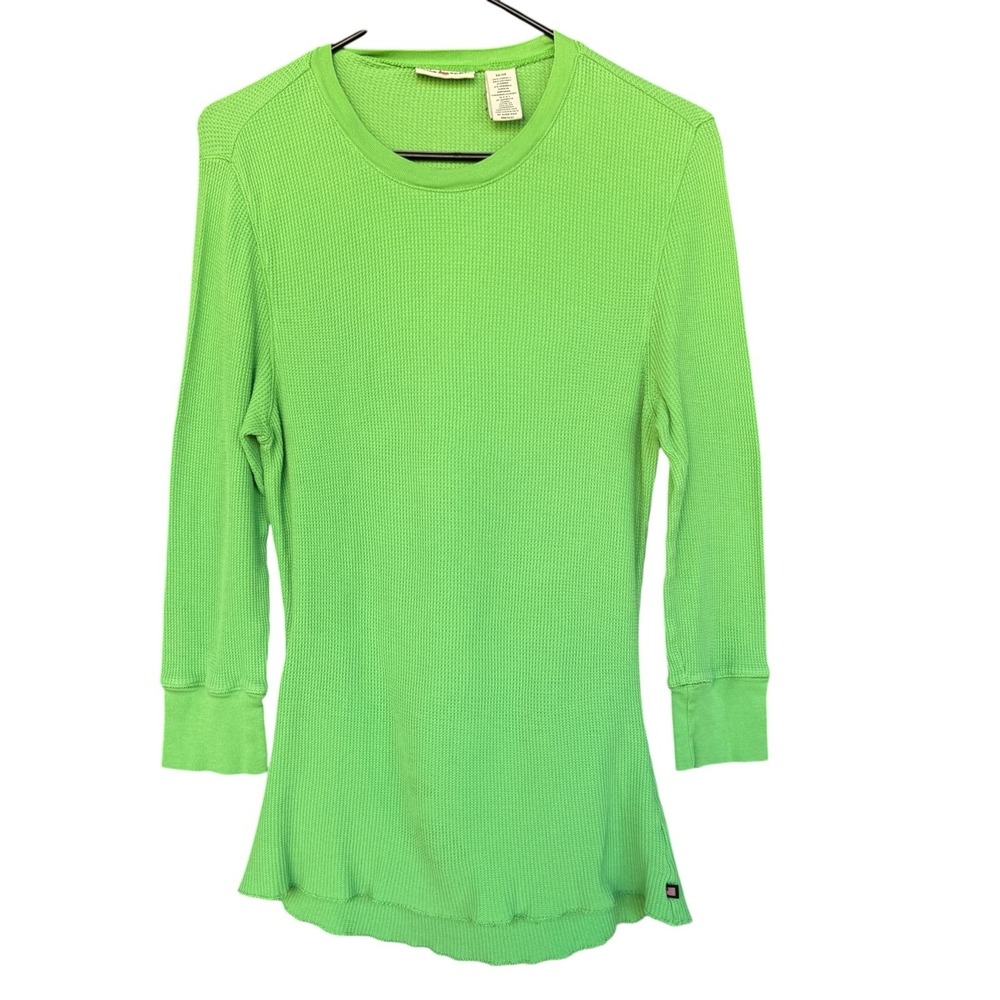 Polo Jeans Co. Shirt Womens Medium Green Thermal Knit Tunic Top Long Sleeve Y2K